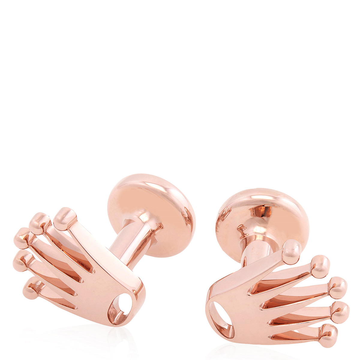 Rolex 18 kt Everose Gold Crown Cufflinks A1015 - Jewelry, Mens