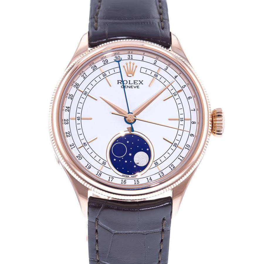Rolex Cellini Automatic Men's Black Leather Watch 50535WSBKL