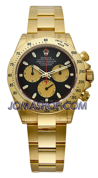 Rolex Cosmograph Daytona Black Dial 18K Yellow Gold Oyster Bracelet Automatic Men's Watch 116528BKCSO