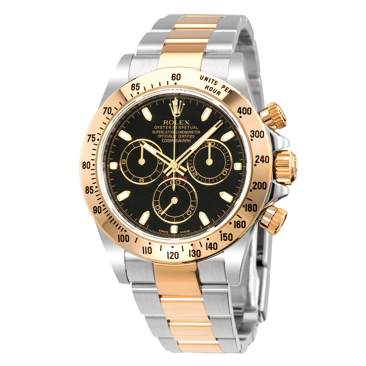 Rolex Cosmograph Daytona Black Dial Stainless steel and 18K Yellow Gold Oyster Bracelet Automatic Men's Watch 116523BKSO