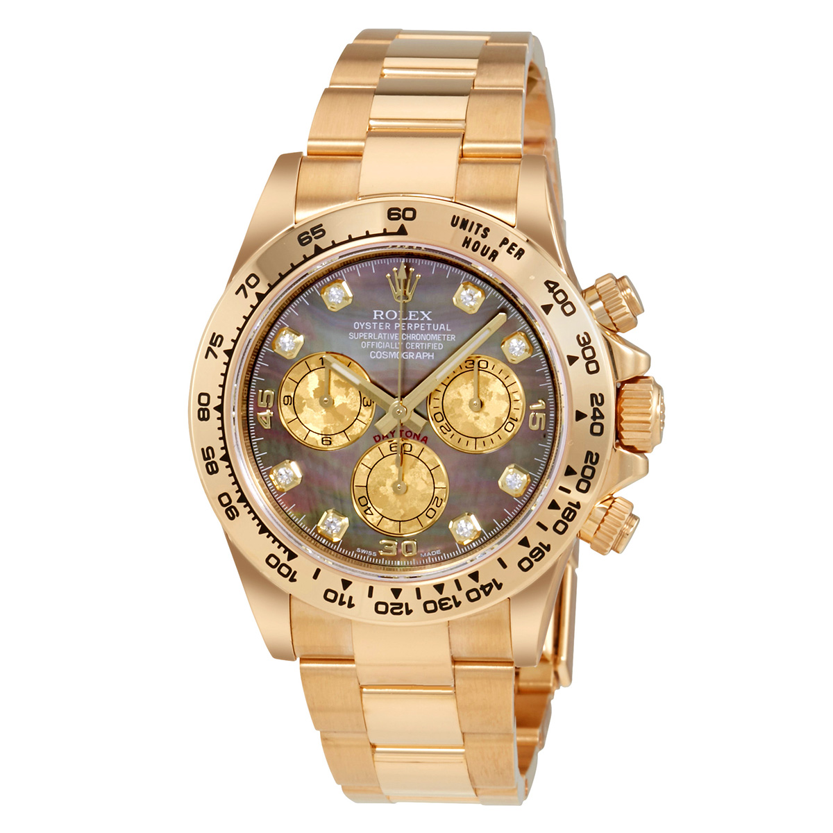Rolex Cosmograph Daytona Black Mother of Pearl Dial 18K Yellow Gold Men's Watch 116508BKMDO