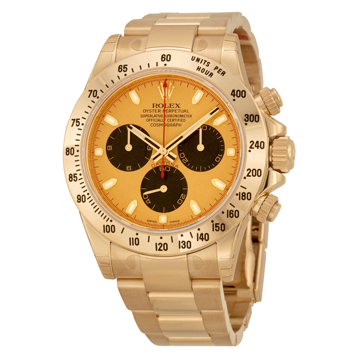 Rolex Cosmograph Daytona Champagne Dial 18K Yellow Gold Oyster Bracelet Automatic Men's Watch 116528CBKSO