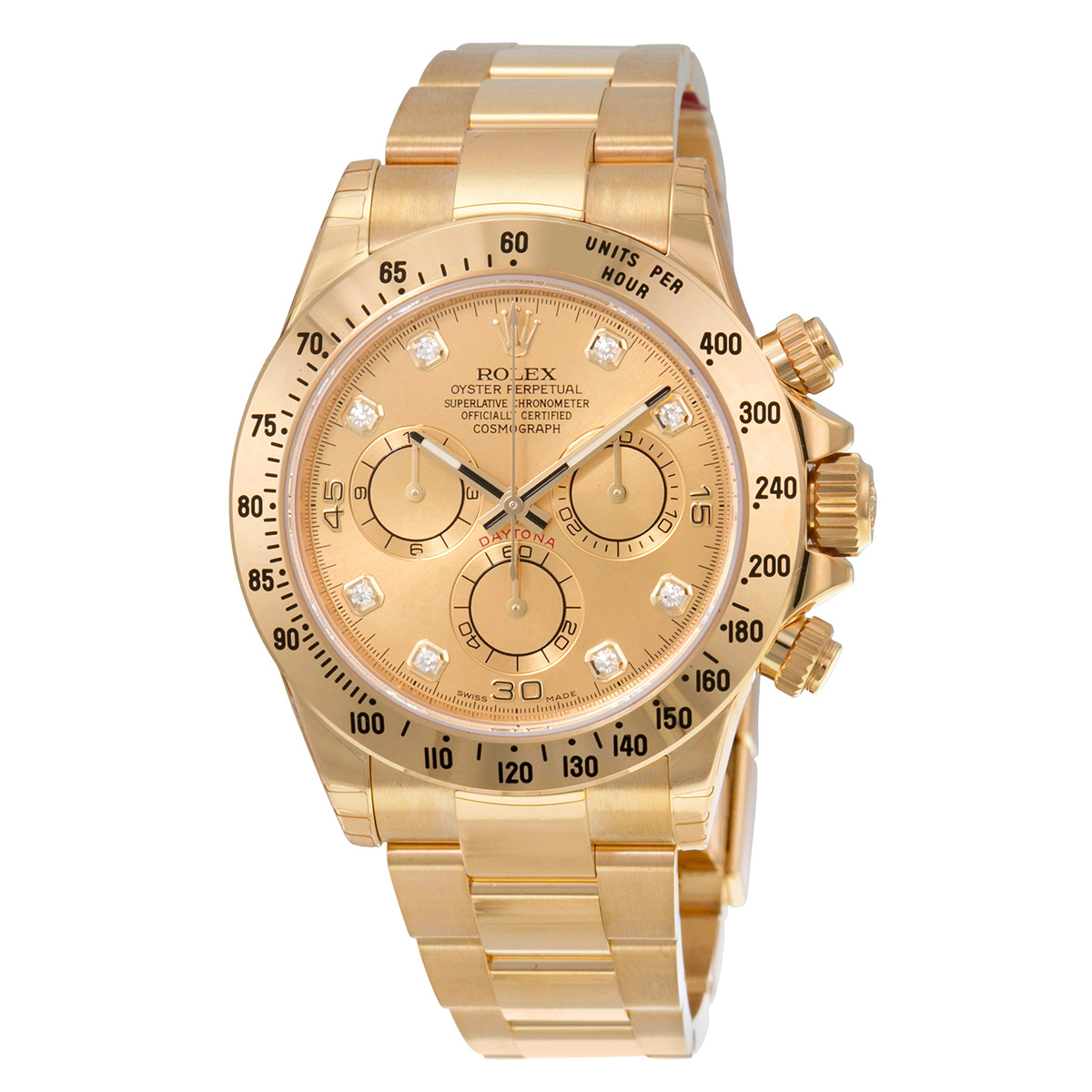 Rolex Cosmograph Daytona Champagne Dial 18K Yellow Gold Oyster Bracelet Men's Watch 116528CDO