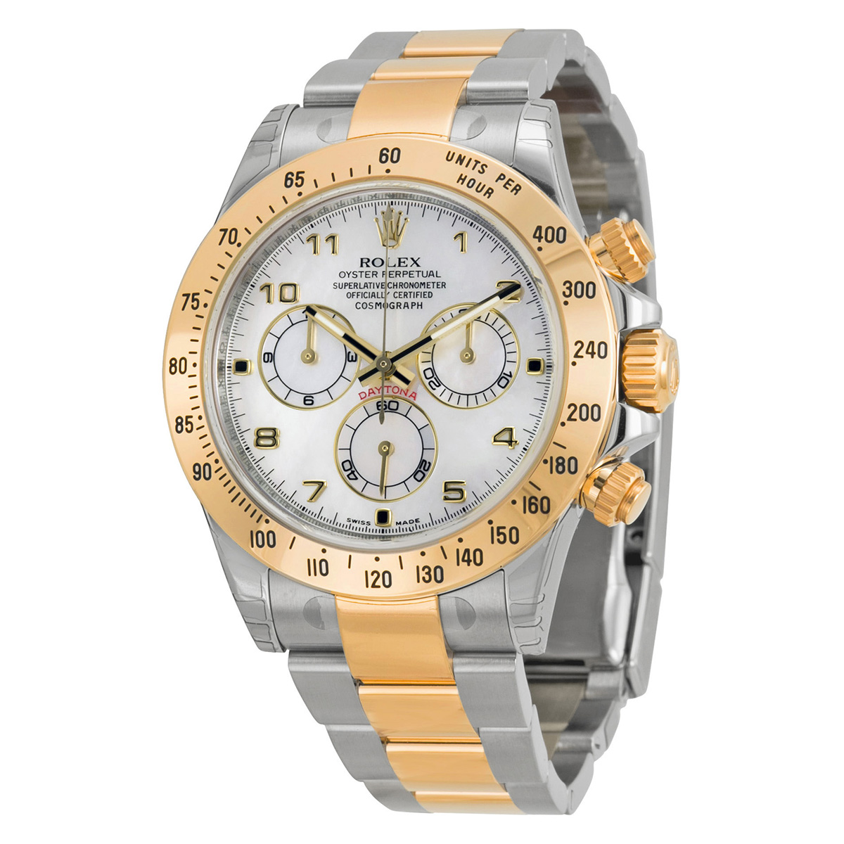 Rolex Cosmograph Daytona White Mother of Pearl Dial Stainless steel and 18K Yellow Gold Oyster Bracelet Automatic Men's Watch 116523MAO