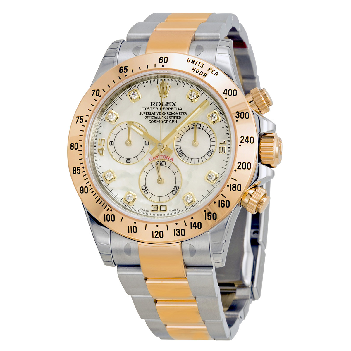 Rolex Cosmograph Daytona White Mother of Pearl Dial Stainless steel and 18K Yellow Gold Oyster Bracelet Automatic Men's Watch 116523MDO