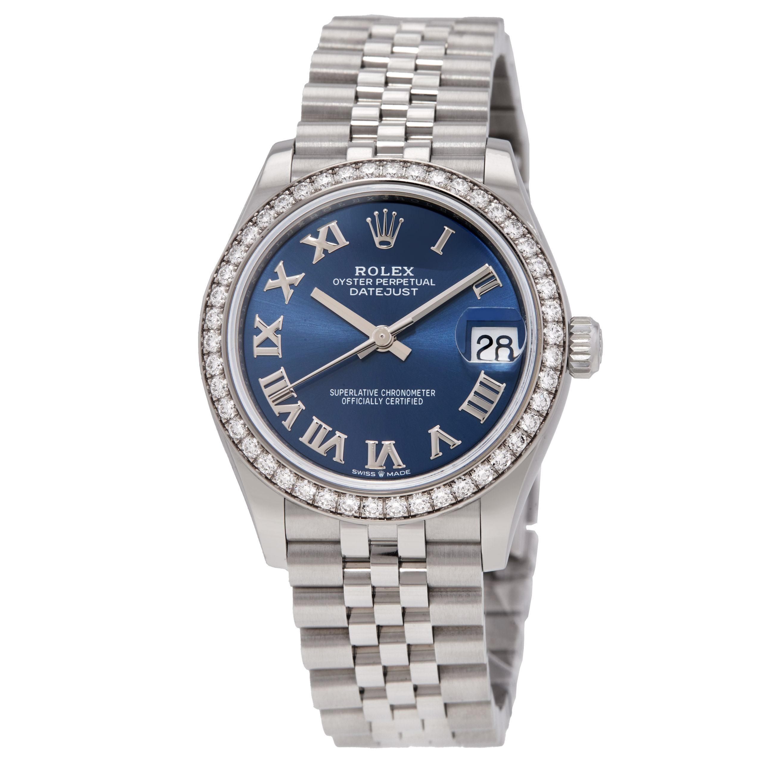 Rolex Datejust 31 Bright Blue Dial Automatic Ladies 18kt White Gold Watch 278384BLRJ