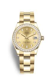 Datejust 31 Champagne Diamond Dial Automatic Ladies 18kt Yellow Gold Oyster Watch