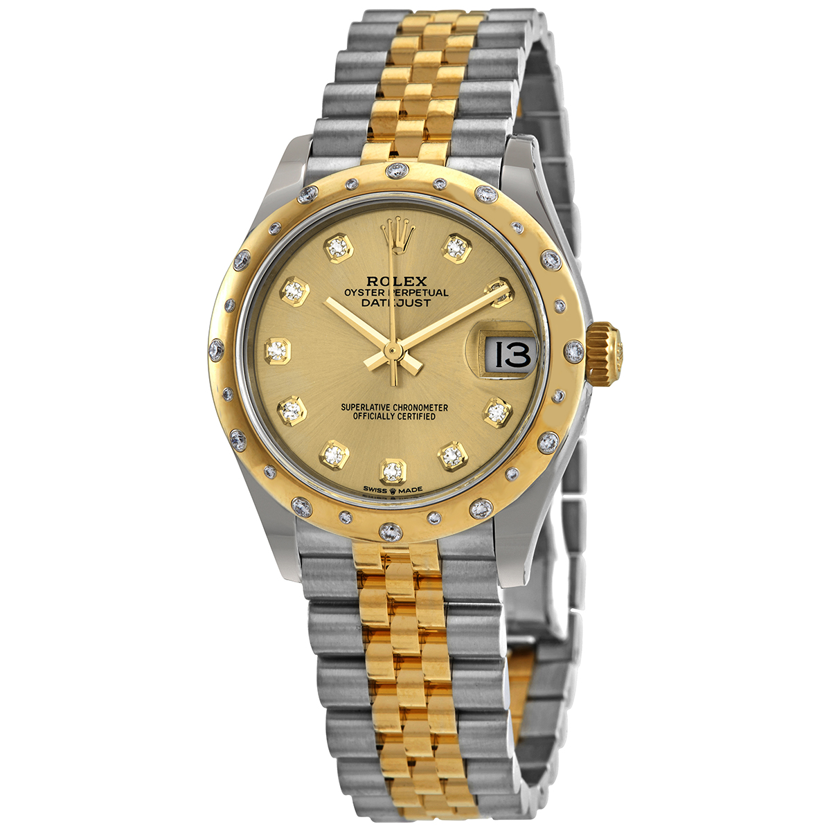 Datejust 31 Champagne Diamond Dial Automatic Ladies Steel and 18kt Yellow Gold Jubilee Watch