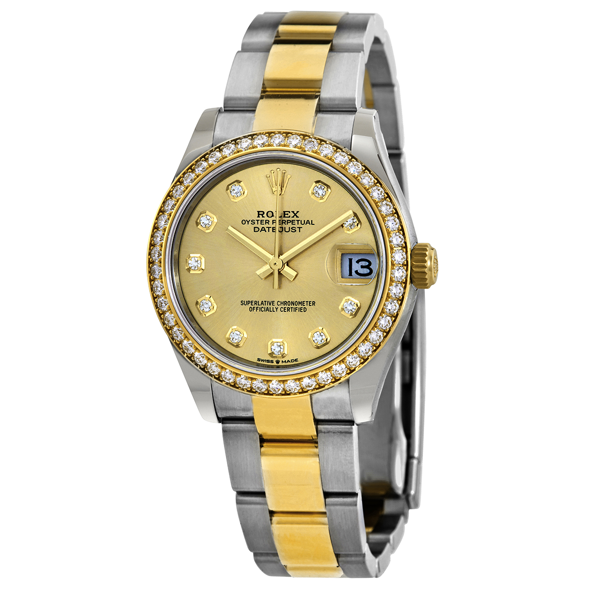 Rolex Datejust 31 Champagne Diamond Dial Ladies Steel and 18kt Yellow Gold Oyster Watch 278383CDO