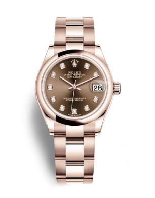 Datejust 31 Chocolate Diamond Dial Ladies 18 ct Everose Gold Oyster Watch