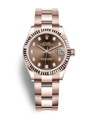 Datejust 31 Chocolate Diamond Dial Ladies 18kt Everose Gold Oyster Watch