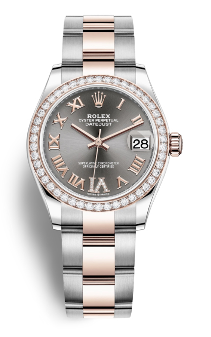 Datejust 31 Dark Rhodium Automatic Ladies Steel and Everose Gold Oyster Watch
