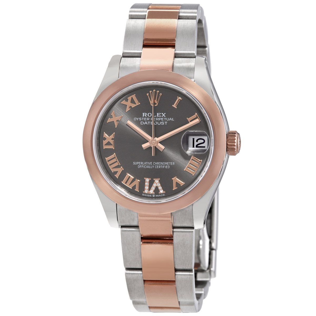Rolex Datejust 31 Dark Rhodium Dial Automatic Ladies Steel and 18kt Everose Gold Oyster Watch 278241DRRDO