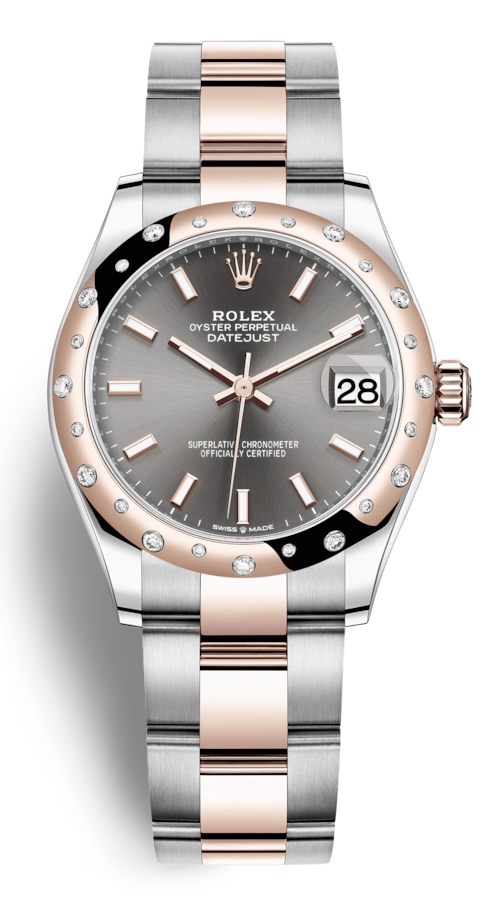 DateJust 31 Dark Rhodium Dial Automatic Steel -18 ct Everose Gold Oyster Watch
