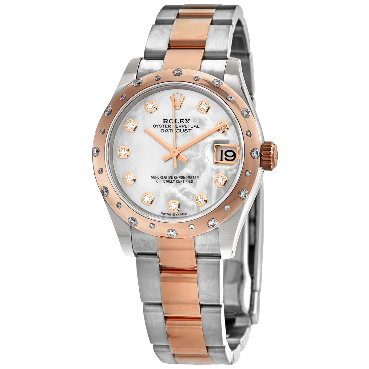 Rolex Datejust 31 Mother of Pearl Diamond Dial Automatic Ladies Steel and 18kt Rose Gold Oyster Watch 278341MDO