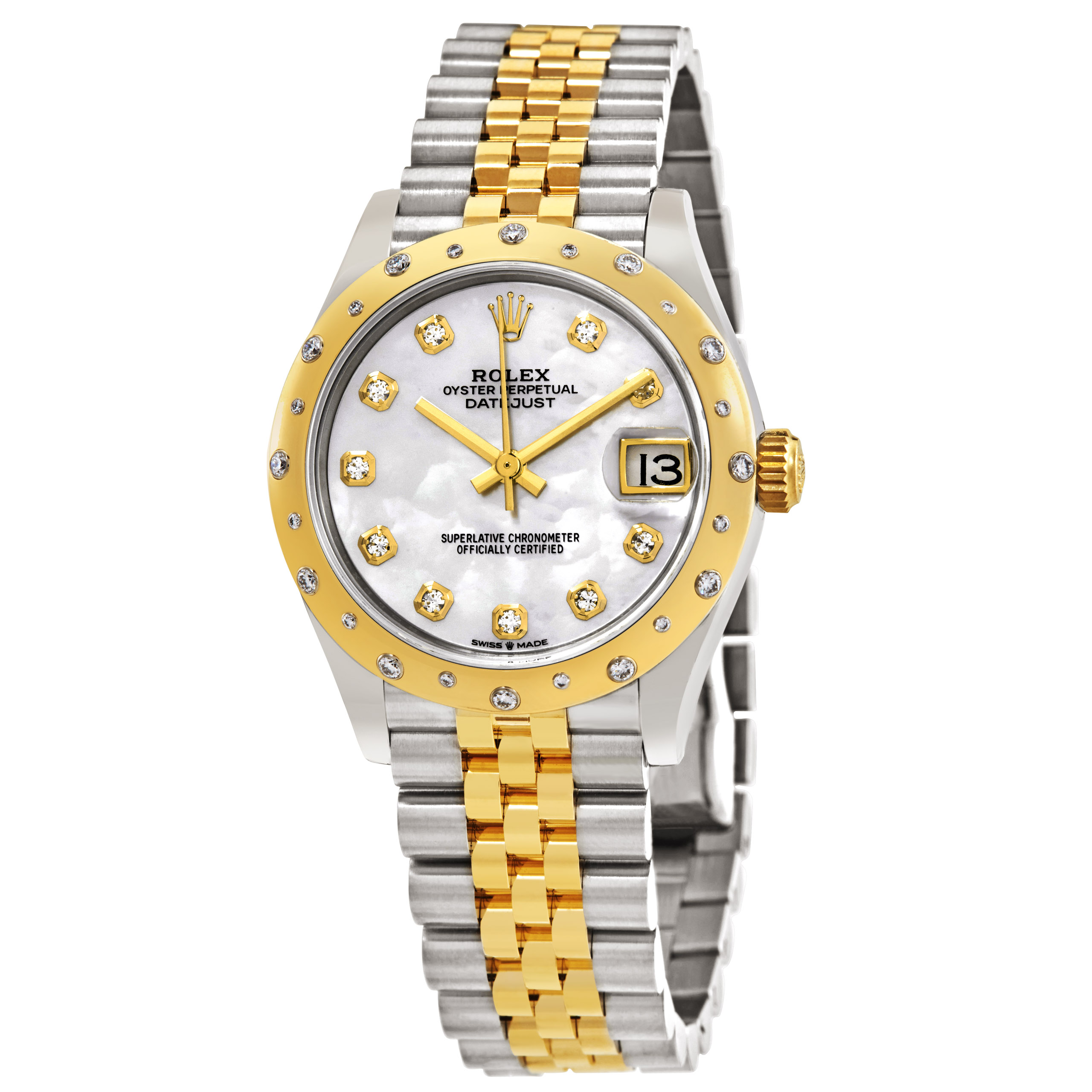 Datejust 31 Mother of Pearl Diamond Dial Automatic Ladies Steel and 18kt Yellow Gold Jubilee Watch