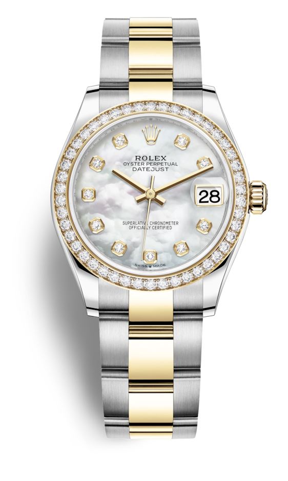 Datejust 31 Mother of Pearl Diamond Dial Automatic Ladies Steel and 18kt Yellow Gold Oyster Watch