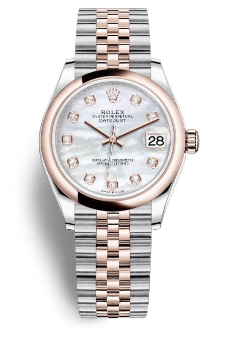 Datejust 31 Mother of Pearl Diamond Dial Automatic Steel and 18kt Everose Gold Jubilee Watch