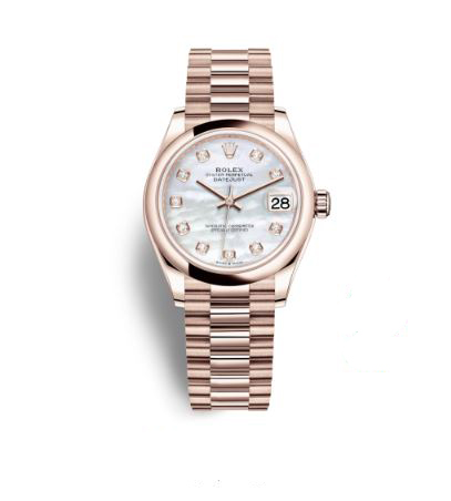Datejust 31 Mother of Pearl Diamond Dial Ladies 18 ct Everose Gold Everose Gold President Watch