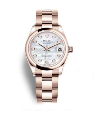 Datejust 31 Mother of Pearl Diamond Dial Ladies 18 ct Everose Gold Oyster Watch