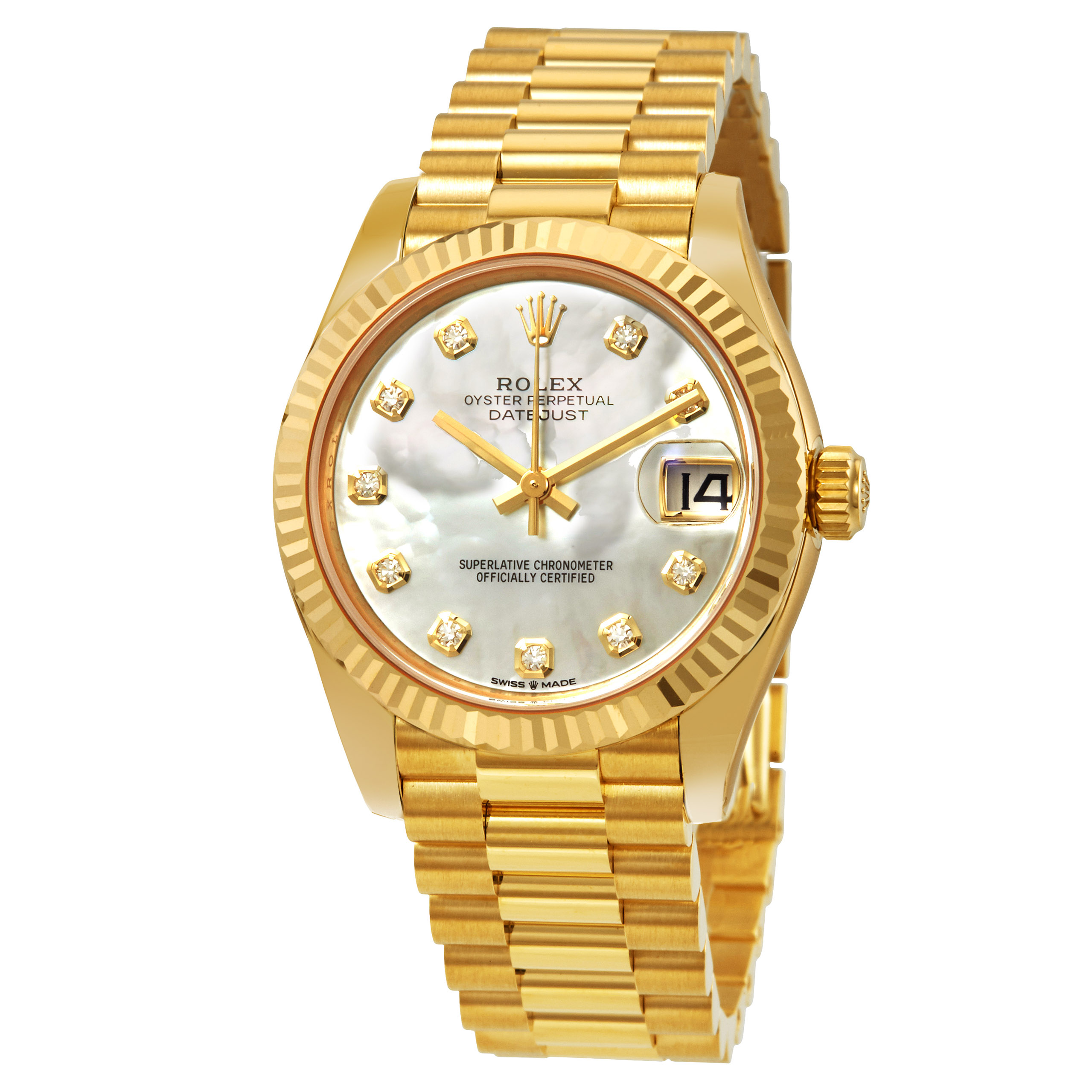 Rolex Datejust 31 Mother of Pearl Diamond Dial Ladies 18kt Yellow