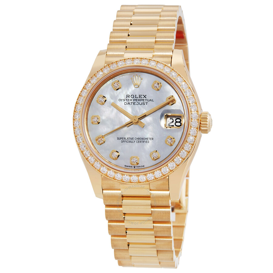 Rolex Datejust 31 Mother of Pearl Diamond Ladies 18kt Yellow Gold