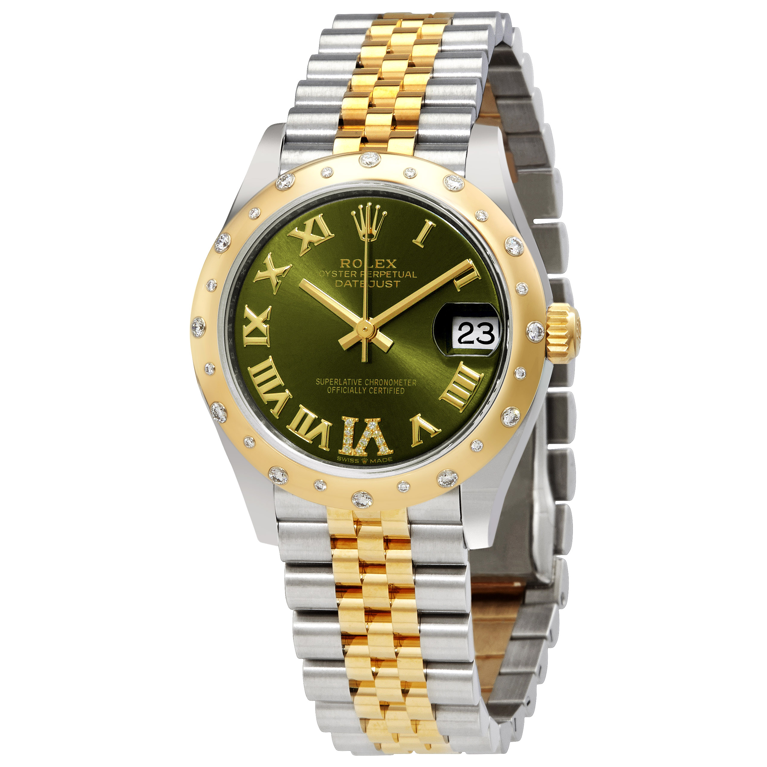 Rolex Datejust 31 Olive Green Dial Automatic Ladies Steel and 18kt Yellow Gold Jubilee Watch 278343GNRDJ