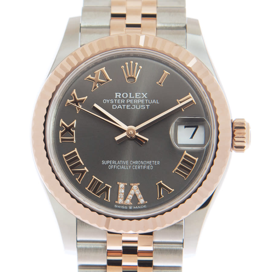 Datejust 31 Rhodium Diamond Dial Automatic Ladies Steel and 18kt Everose Gold Jubilee Watch