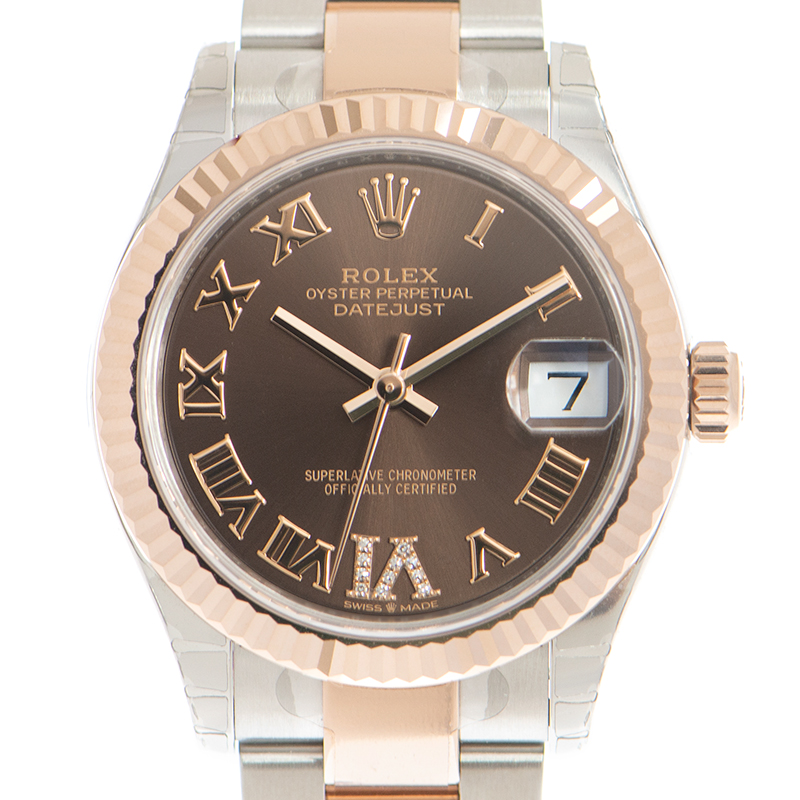 Rolex Datejust 31 Rhodium Diamond Dial Automatic Ladies Steel and 18kt Everose Gold Oyster Watch 278271DRRDO