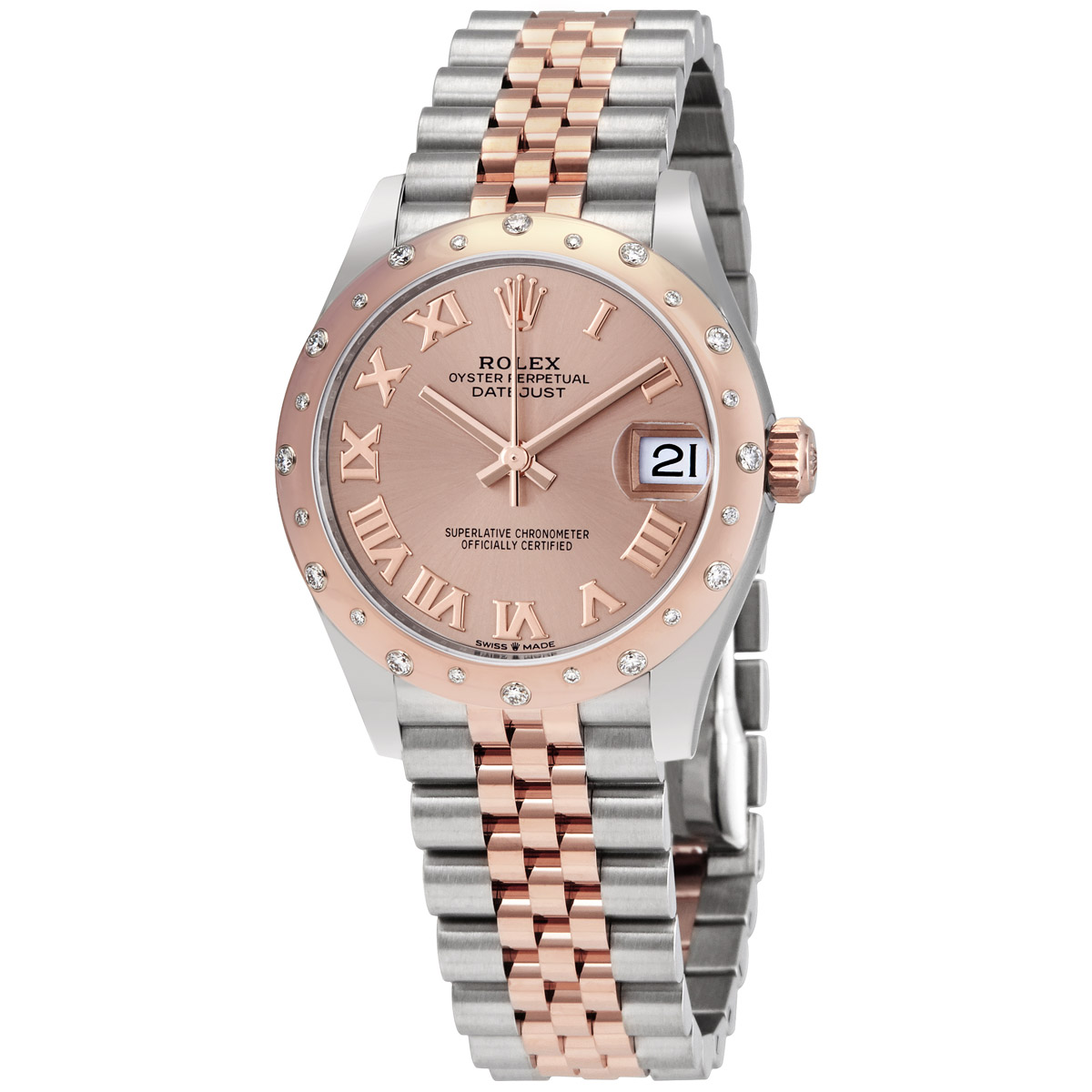 Rolex DateJust 31 Rose Dial Automatic Ladies Stainless Steel 18 ct Everose Gold Jubliee Watch 278341PRJ