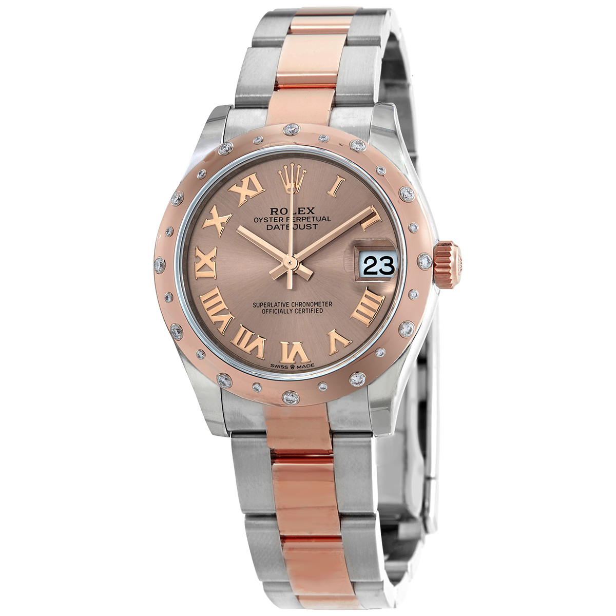 Rolex DateJust 31 Rose Dial Automatic Ladies Stainless Steel 18 ct Everose Gold Oyster Watch 278341PRO