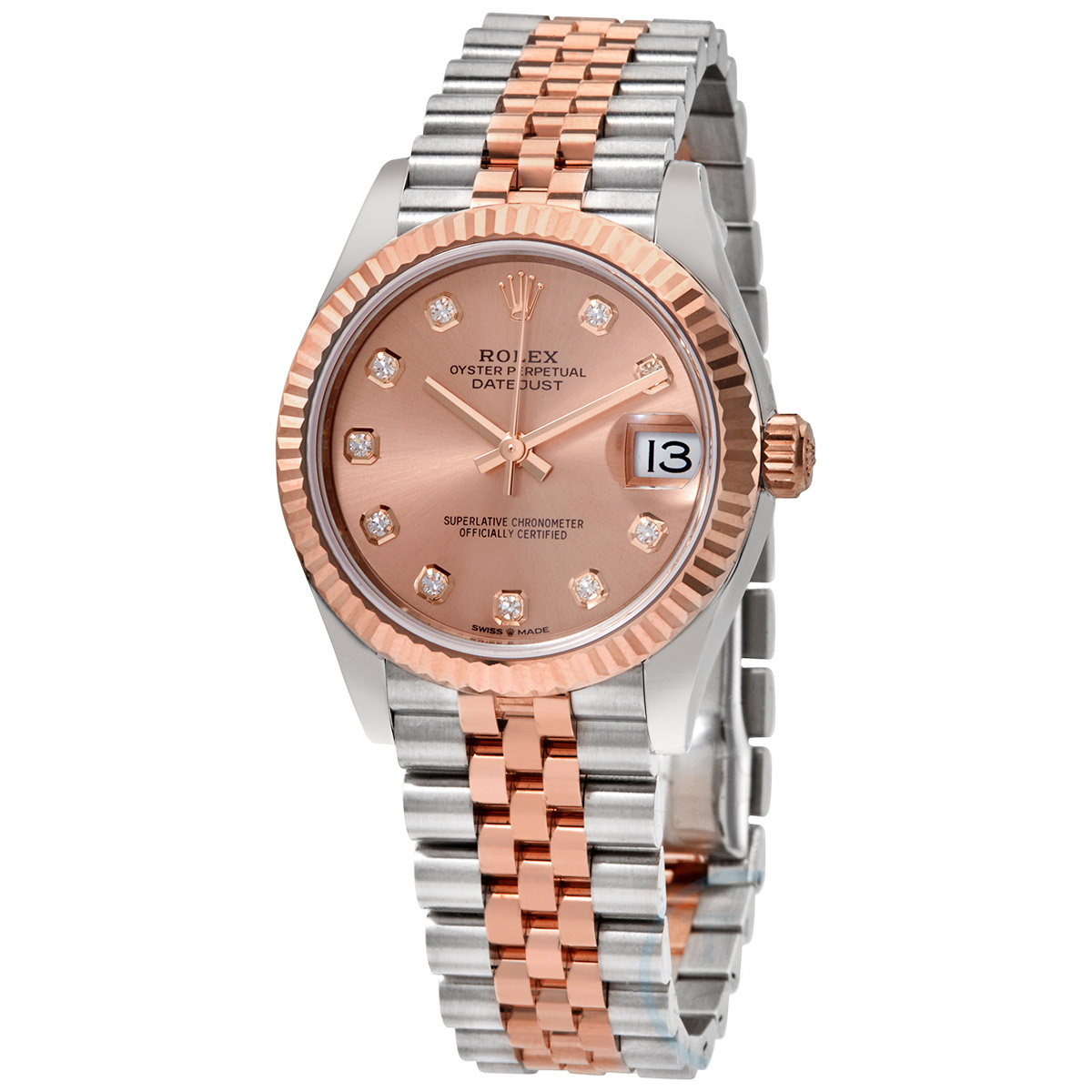 Datejust 31 Rose Diamond Dial Automatic Ladies Steel and 18kt Everose Gold Jubilee Watch