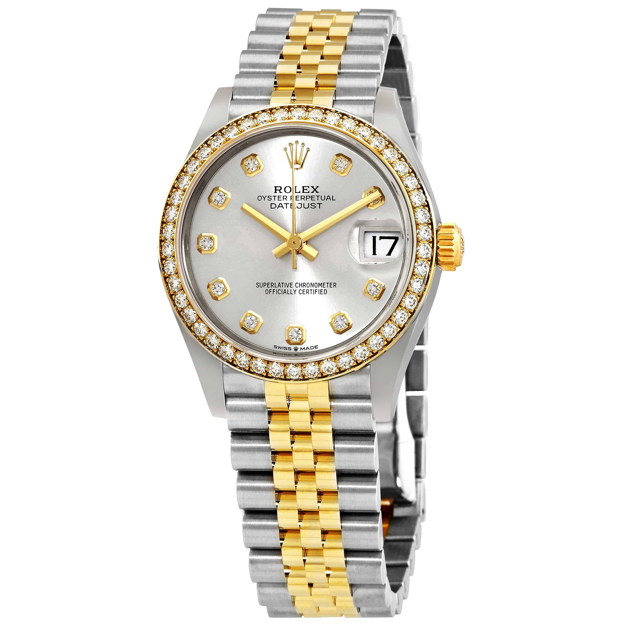 Rolex Datejust 31 Silver Diamond Dial Ladies Steel and 18kt Yellow Gold Jubilee Watch 278383SDJ