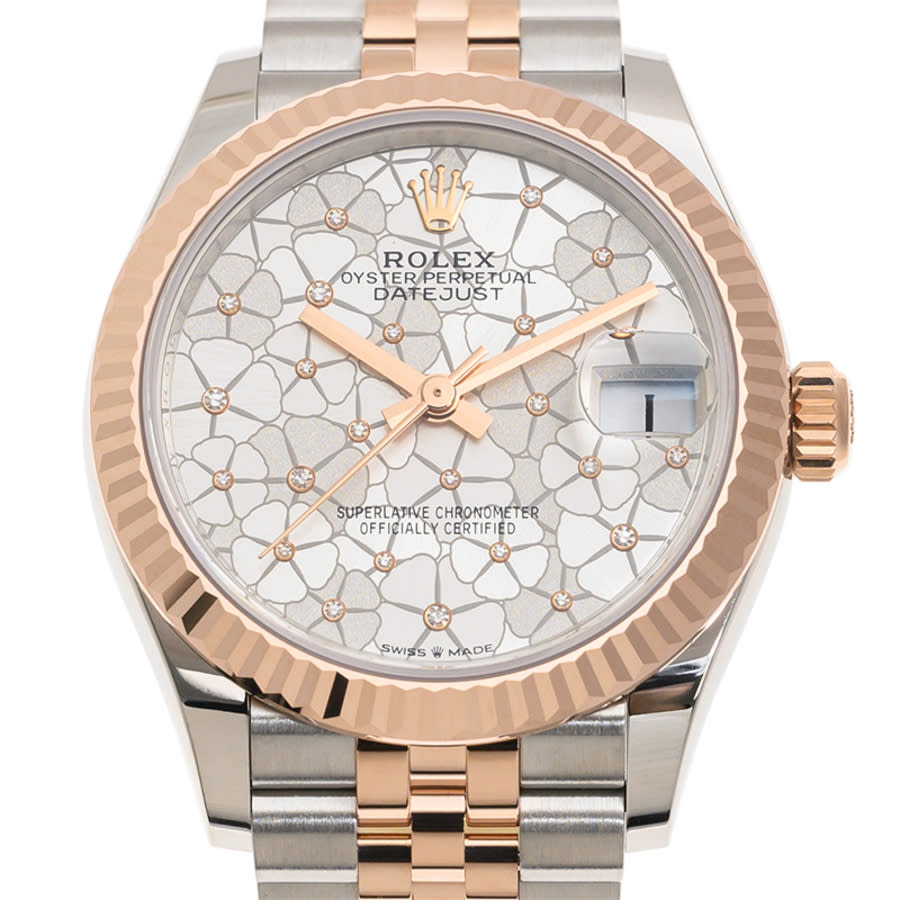 Datejust 31 Silver Floral Motif Diamond Dial Ladies Jubilee Watch