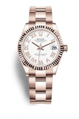 Datejust 31 White Dial Automatic Ladies 18kt Everose Gold Oyster Watch