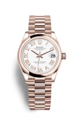 Datejust 31 White Dial Ladies 18 ct Everose Gold President Watch