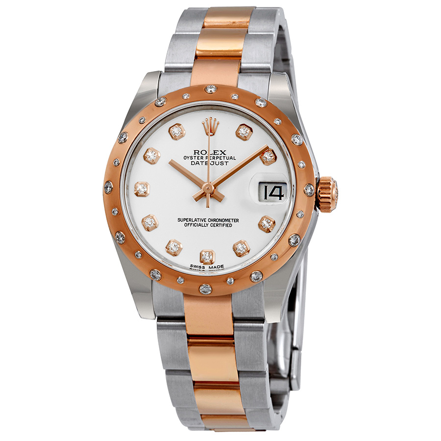 Rolex Datejust 31 White Diamond Dial Ladies Steel and 18K Everose Gold  Oyster Watch 178341WDO