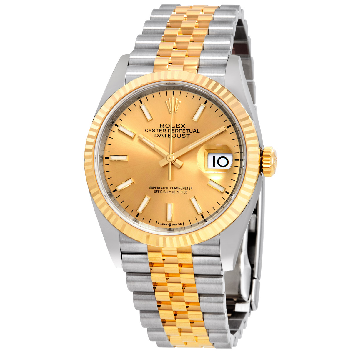 Rolex Datejust 36 Automatic Champagne Dial Men's Steel and 18K Yellow Gold Jubilee Watch 126233CSJ