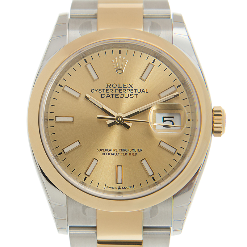 Rolex Datejust 36 Automatic Champagne Dial Men's Steel and 18K Yellow Gold Oyster Watch 126203CSO
