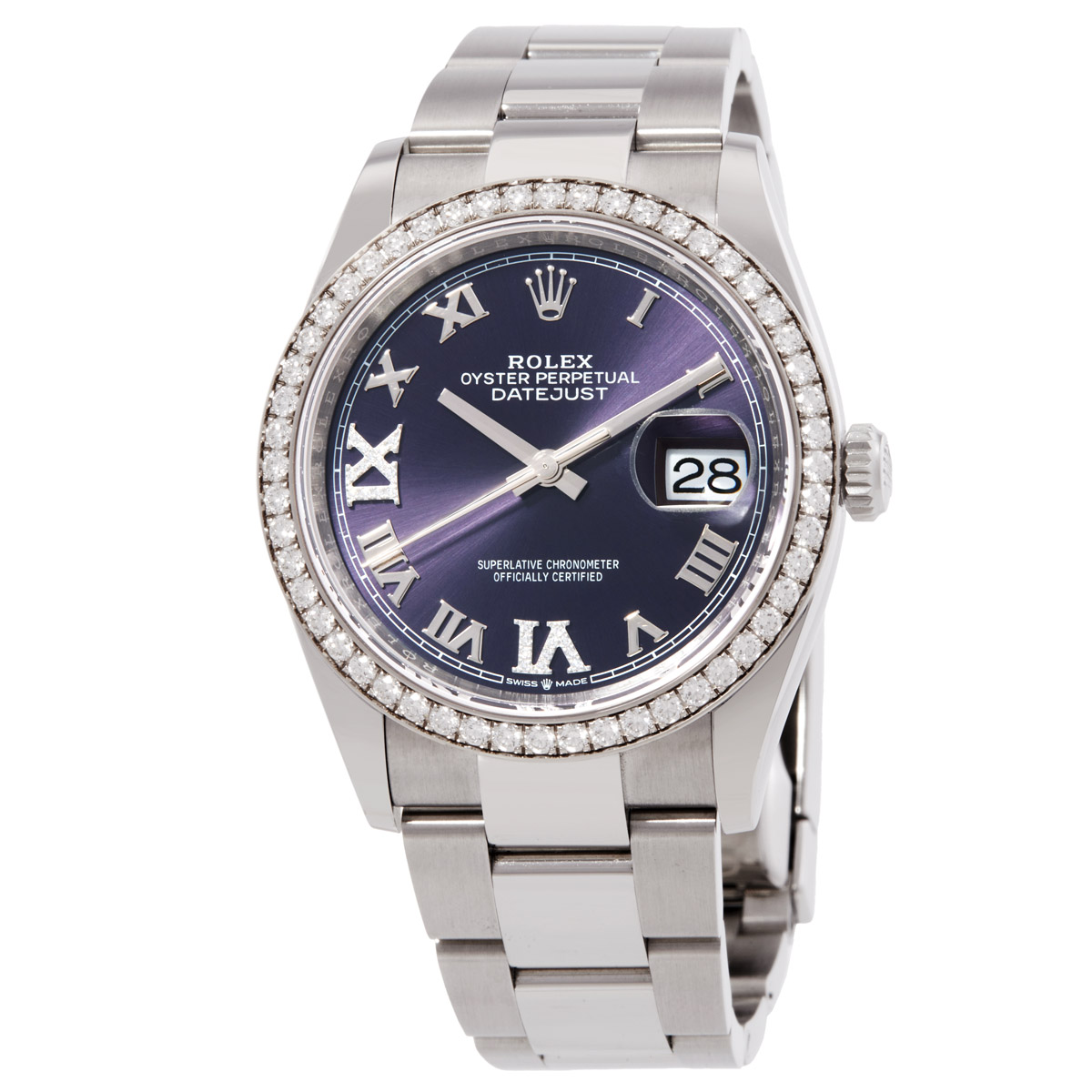 Datejust 36 Automatic Chronometer Diamond Aubergine Dial Watch