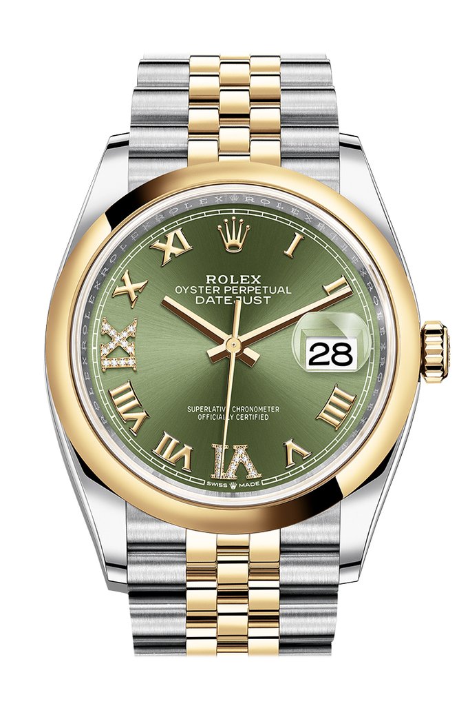 Datejust 36 Automatic Olive Green Dial Men's Steel and 18k Yellow Gold Jubilee Watch 126203GNRDJ