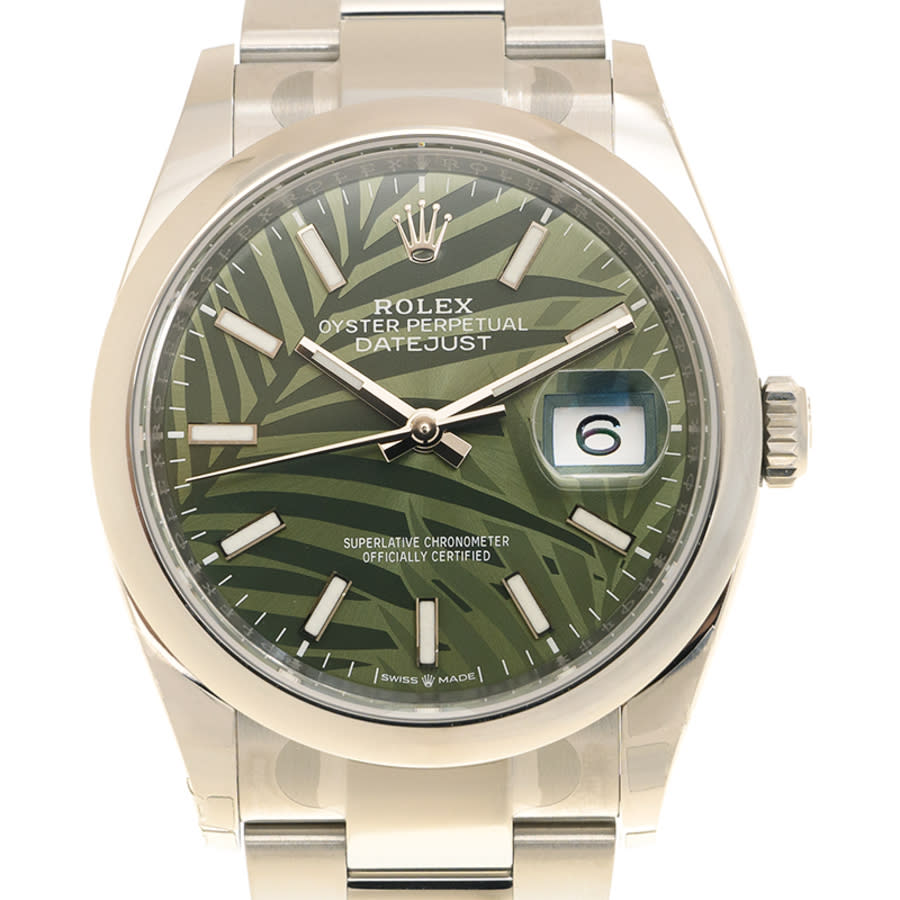 Rolex Datejust 36 Automatic Olive Green Palm Ladies Watch 126200GNSPLMO
