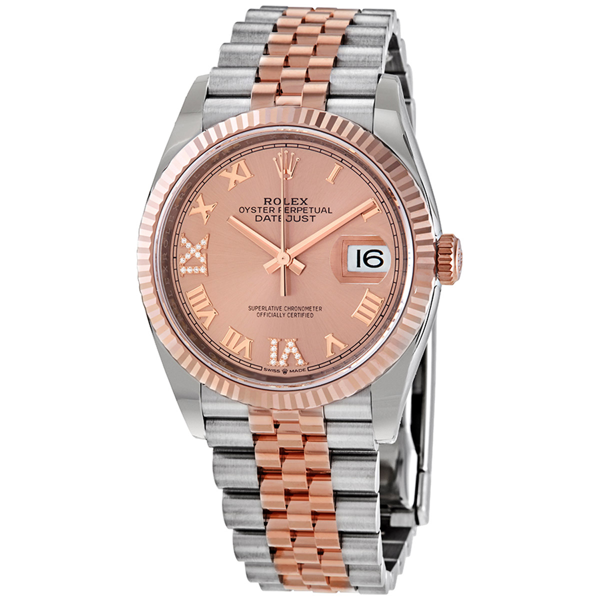 Datejust 36 Automatic Pink Diamond Dial Men's Steel and 18kt Everose Gold Jubilee Watch PKRDJ