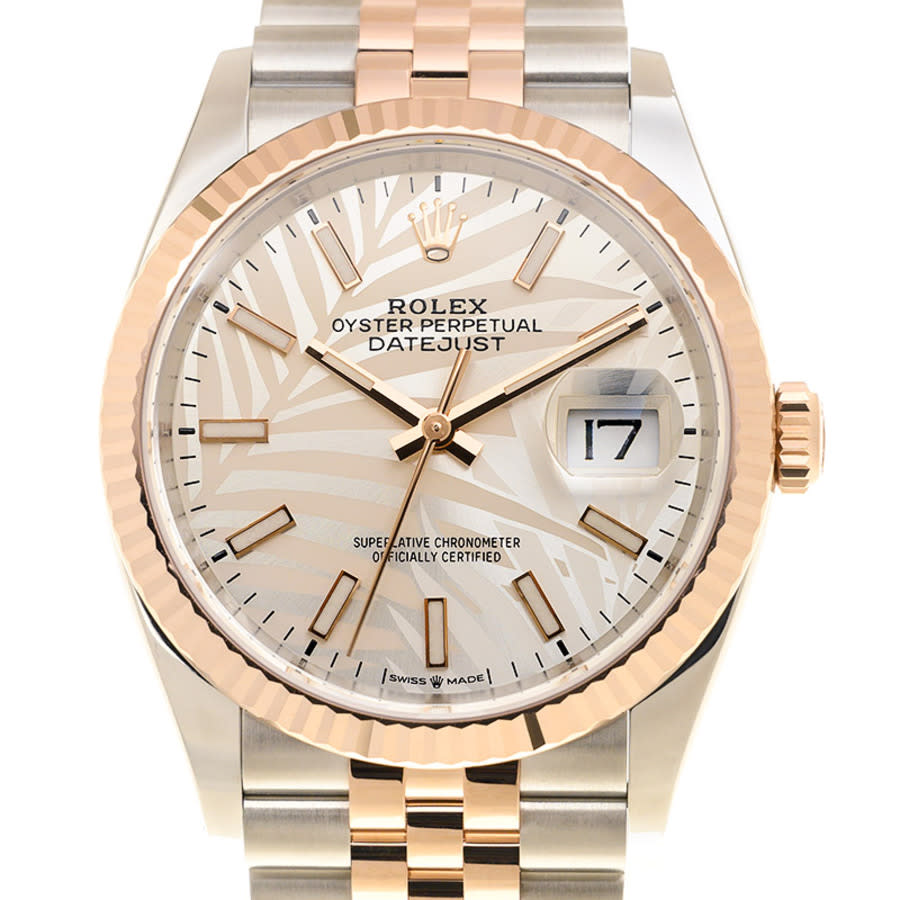 Rolex Datejust 36 Automatic Silver Palm Motif Dial Watch 126231SSPLMJ
