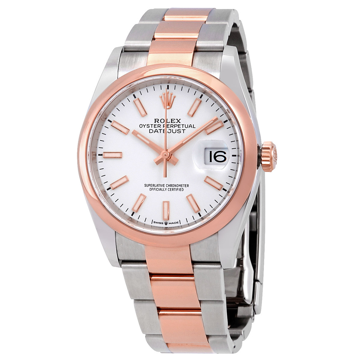 Rolex Datejust 36 Automatic White Dial Steel and 18k Everose Gold Men's Watch 126201WSO