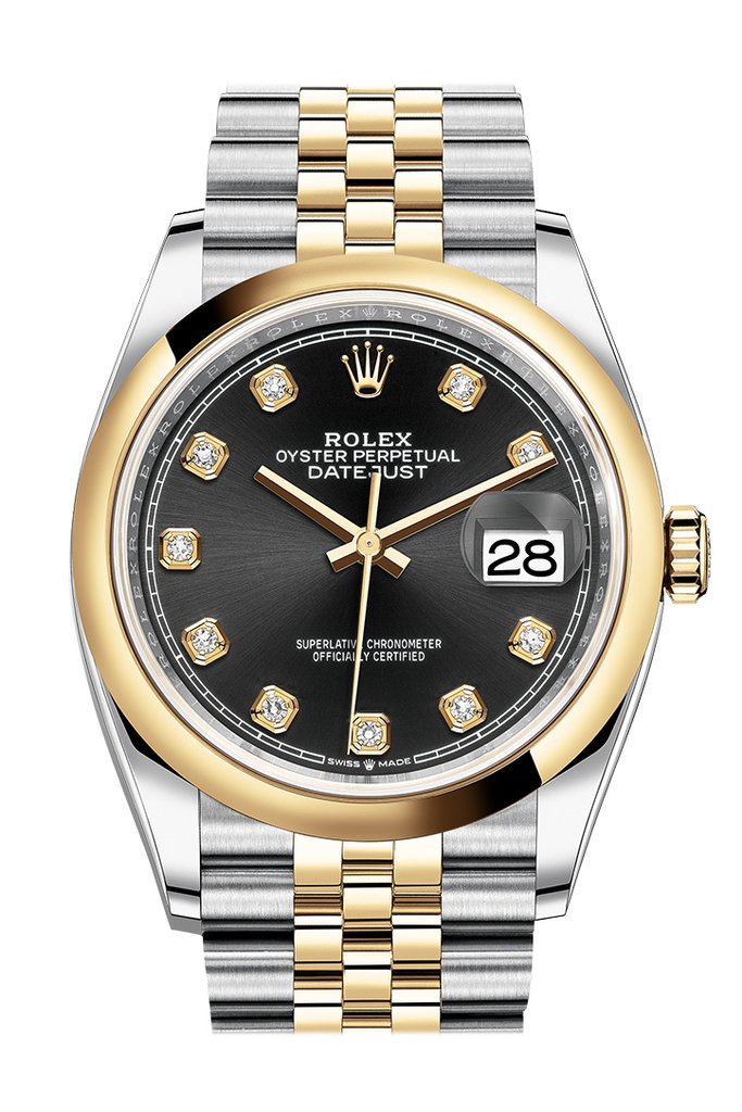 Rolex Datejust 36 Black Dial Men's Steel and 18k Yellow Gold Jubilee Watch 126203BKDJ