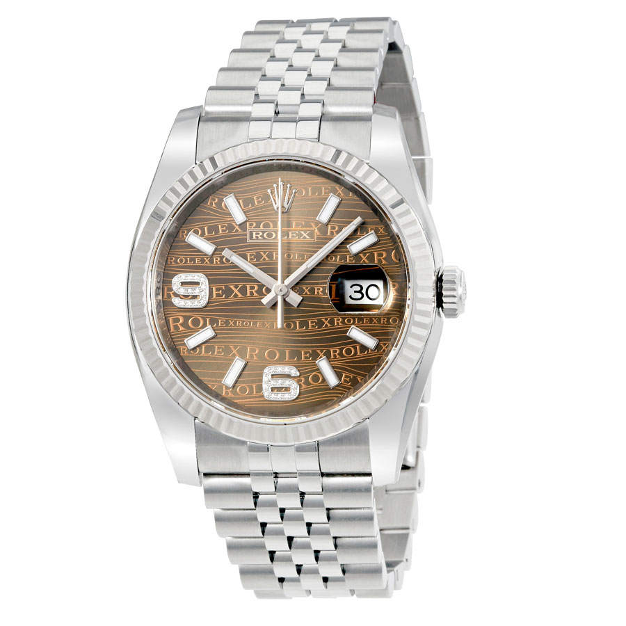 Rolex Datejust 36 Bronze Waves Dial Steel and 18K White Gold Men's Watch 116234BRJADJ