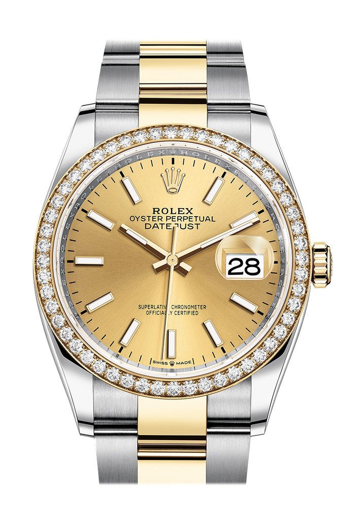 Datejust 36 Champagne Dial Men's Steel and 18kt Yellow Gold Oyster Watch