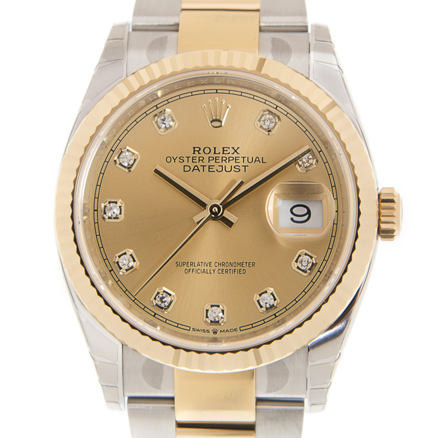 Datejust 36 Champagne Diamond Dial Men's Steel and 18kt Yellow Gold Oyster Watch 126233CDO