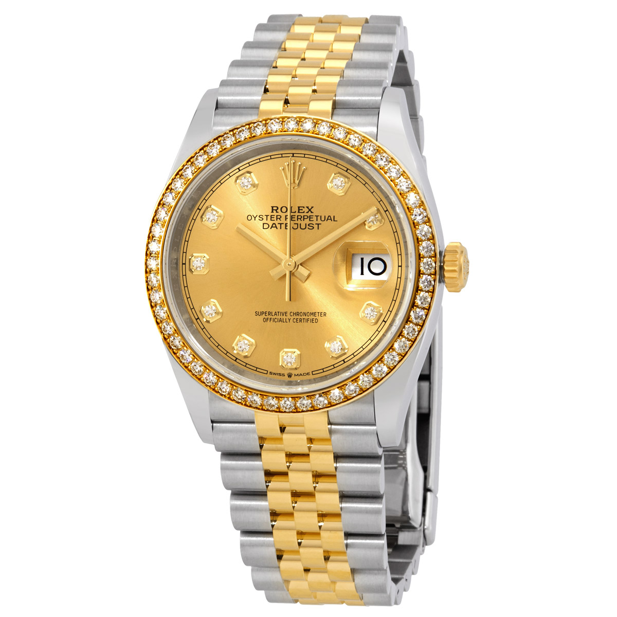 Datejust 36 Champagne Diamond Dial Steel and 18kt Yellow Gold Jubilee Watch
